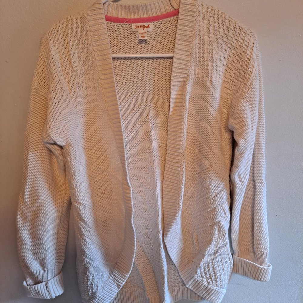 Cat & Jack Cream Cardigan Girls Large 10-12